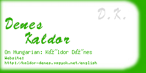 denes kaldor business card